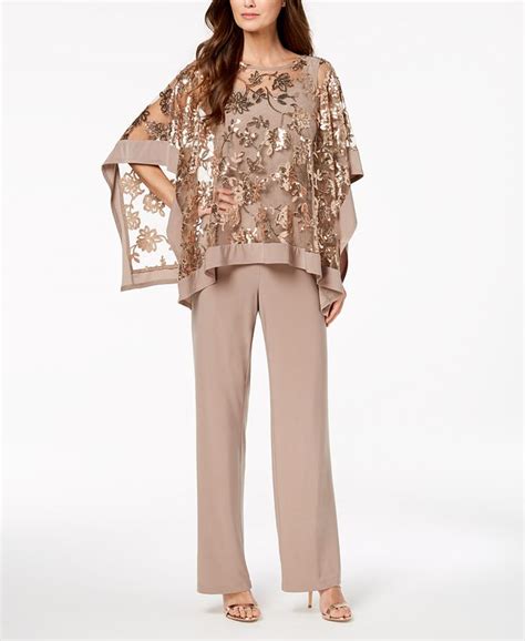 r and m richards sequin embellished poncho and pants macy s