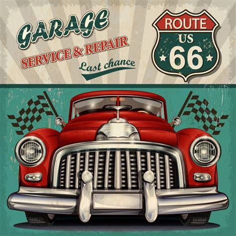 Car Posters Vintage Style Vector Material 01 Download Free Vector