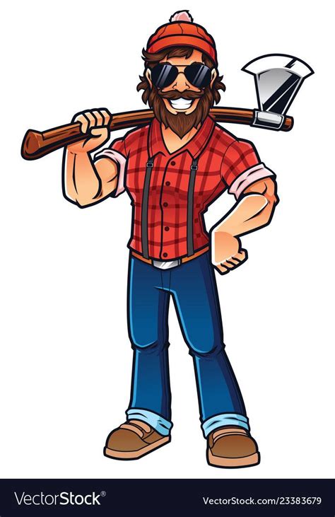 Lumberjack On White Royalty Free Vector Image Vectorstock Beard Illustration Cartoon Man