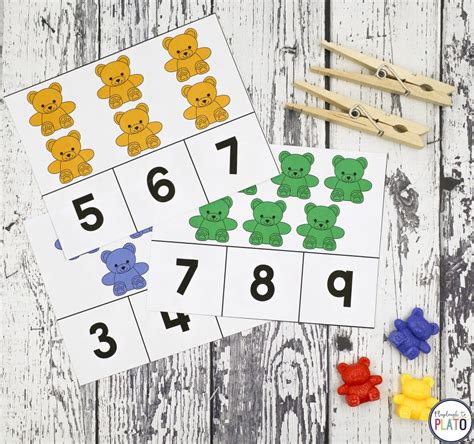 Counting Bear Clip Cards - Playdough To Plato