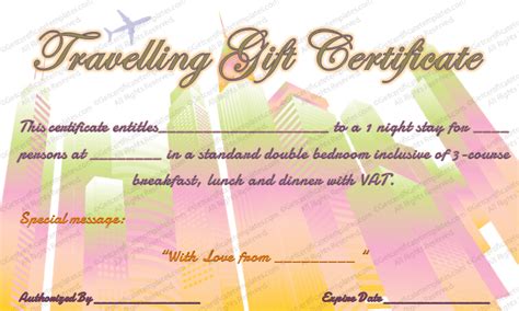These printable options make great gifts in the business place or for personal use. Travelling Gift Certificate Template | Gift certificate ...