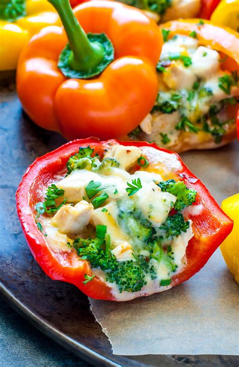 Cheesy Chicken And Broccoli Stuffed Peppers