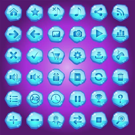 Premium Vector Gui Buttons Icons Set For Game Interfaces Color Blue