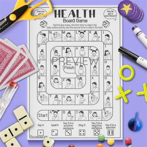 Health Board Game Fun Esl Worksheet For Kids