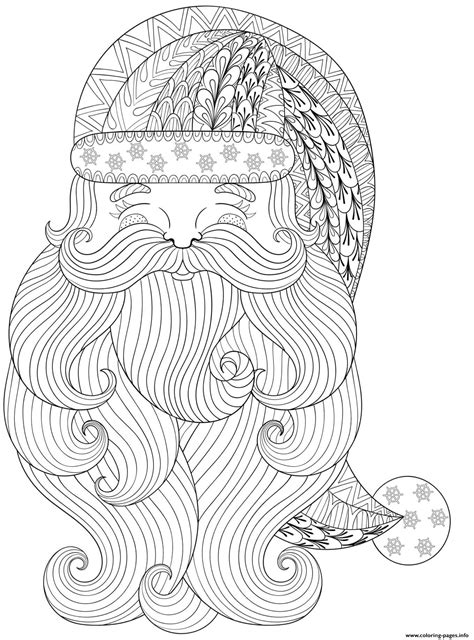 christmas for adults santa claus face intricate doodle coloring page printable