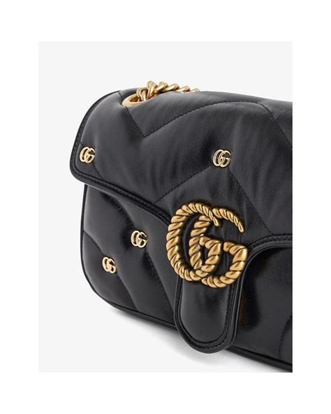 Gucci Marmont Quilted Leather Cross Body Bag In Black Lyst