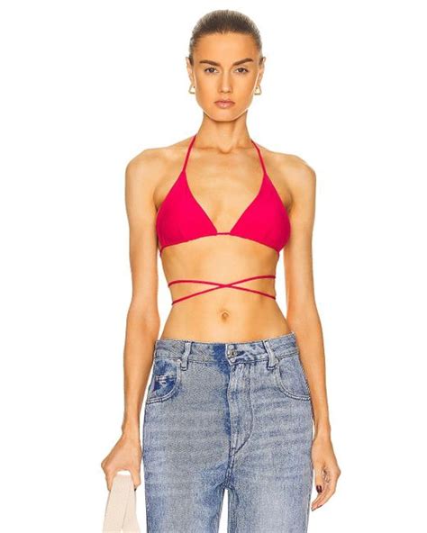 Magda Butrym Synthetic Strappy Triangle Bikini Top In Pink Lyst