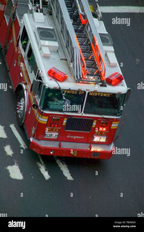 Overhead View Of Midtown Manhattan New York Fire Department Nyfd Ladder