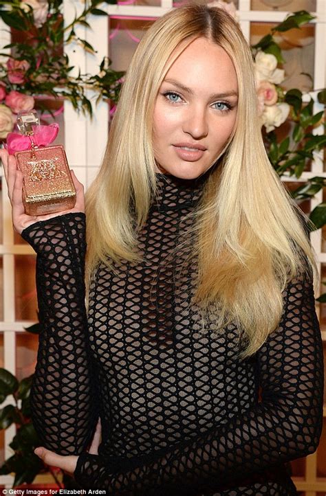 Candice Swanepoel Pours Champagne Pyramid At Elizabeth Arden Perfume