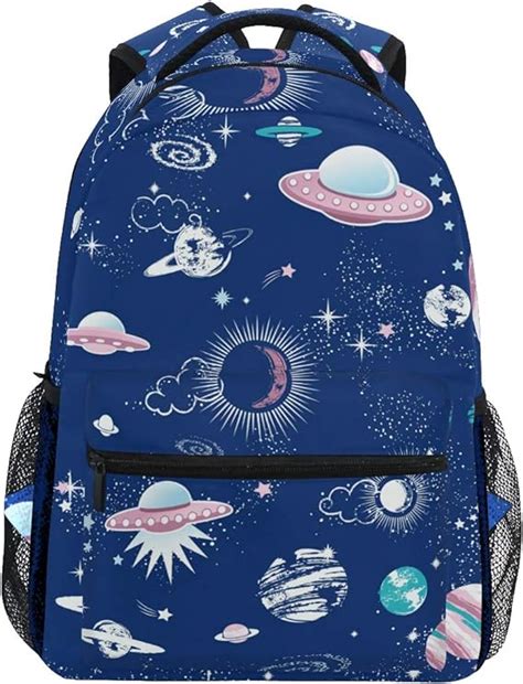 Outer Spaceship Planet Stars Casual Backpack Student School Bag Travel