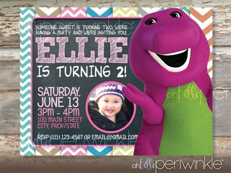 Barney Birthday Invitation By Ohhelloperiwinkle On Etsy Barney Birthday