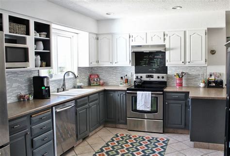 Dark Grey Kitchen Cabinets With White Appliances