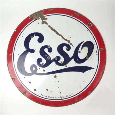 Esso Standard Oil Sign Porcelain Vtg Round Big 3 Ft Diameter Esso