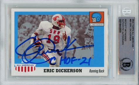 Eric Dickerson Signed 2005 Topps All American Trading Card Chof Bas