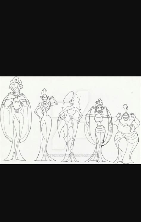 Calliope Clio Melpomene Terpsichore Thalia Disney Concept Art Drawing Illustrations Disney