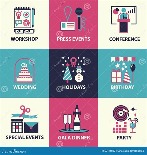 Events Icons And Symbols Stock Illustration Illustration Of Dinner