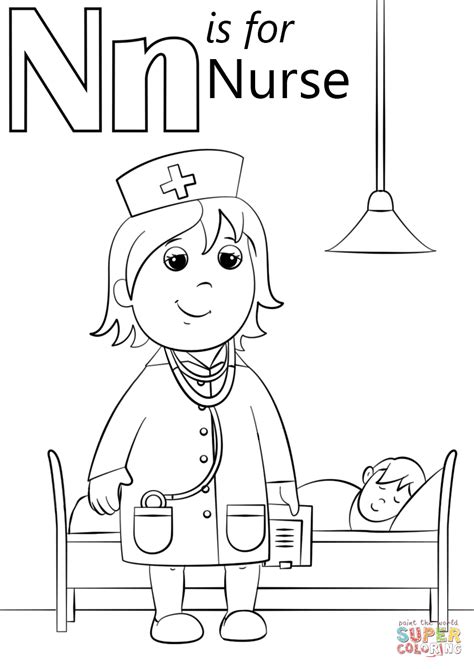 Play letter n coloring games with the colorful pages. N is for Nurse | Super Coloring (With images) | Nurse ...