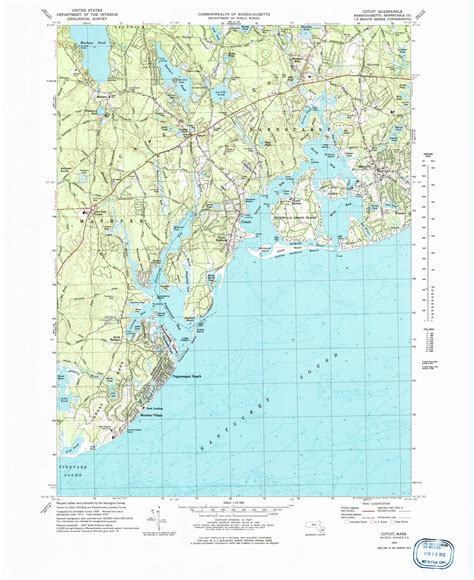 Cotuit Massachusetts 1974 1985 Usgs Old Topo Map Reprint 7x7 Ma Quad