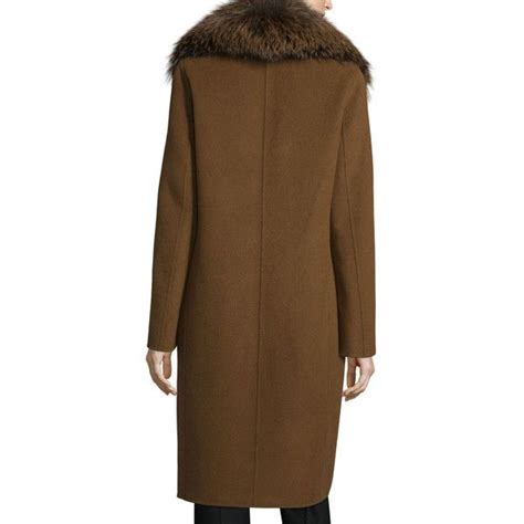 Derek Lam 10 Crosby Wool Blend Coat W Fox Fur ¥115940 Liked On