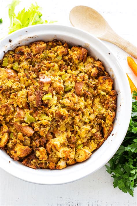 This cornbread is a rare compromise between southern and northern cornbreads: Cornbread Stuffing - A Dash of Sanity