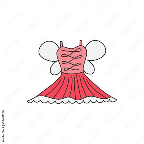 Ballet Princess Dress Vector Illustration Hand Drawn Outlined Pink