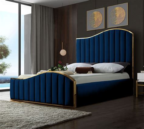Jolie Upholstered Bed Navy By Meridian Furniture Furniturepick