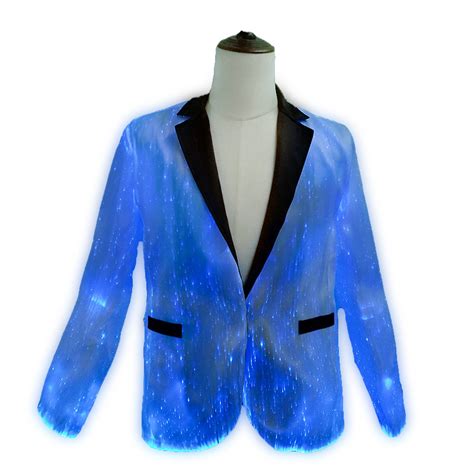 Fashion Luminous Fiber Optic Led Light Up Man Suit Jacket For Glow In The Dark Dance Suit