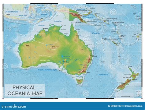 Mapa Físico De Oceanía Ilustración Del Vector Ilustración De Sierras