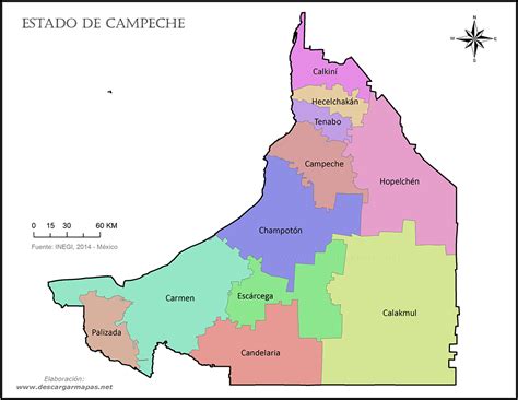 Mapa Estado Campeche Municipios Imágenes Totales