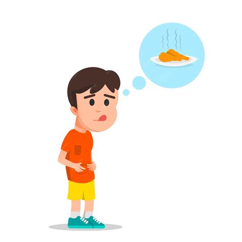 Premium Vector A Boy Is Hungry And Wants Fried Chicken