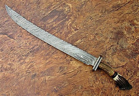 Details About Custom Hand Made Damascus Blade Hunting Sword Knife