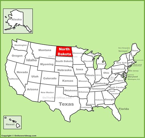 North Dakota Location On The Us Map
