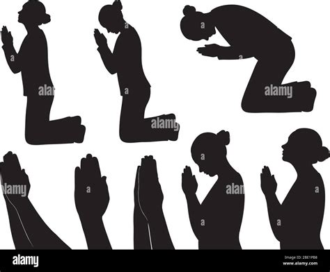 Set Of Different Praying Women Isolated On White Stock Vector Image