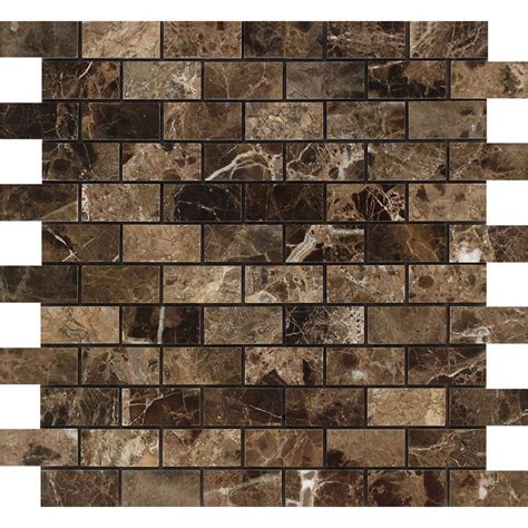 Emperador Dark Spanish Marble 1x2 Polished Mosaic Tile
