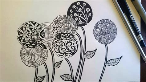Zentangle Inspired Flowers Zendoodle Art Beginner Doodle Drawings