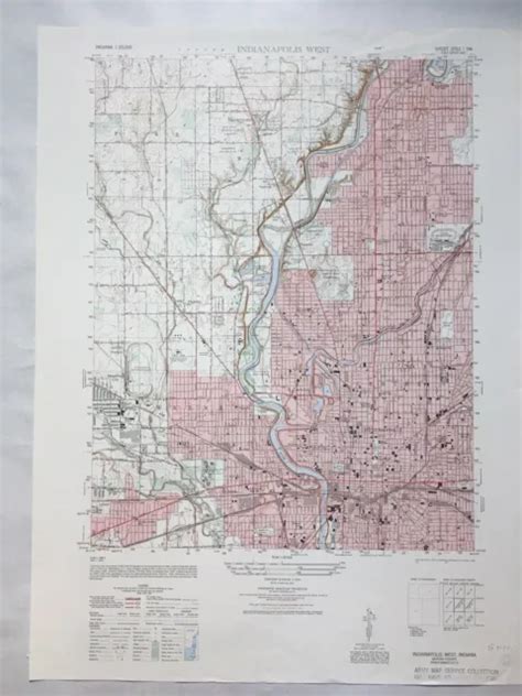 Large Vintage 1948 Indianapolis In Map Army Map Service 22 X 29