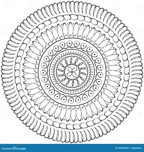 Bloemen Mandala Geometrische Tekening Heilige Cirkel Stock