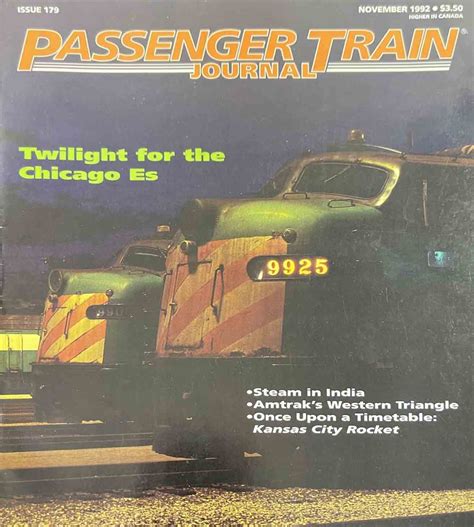 Passenger Train Journal 179 November 1992 Magazine Back Issue