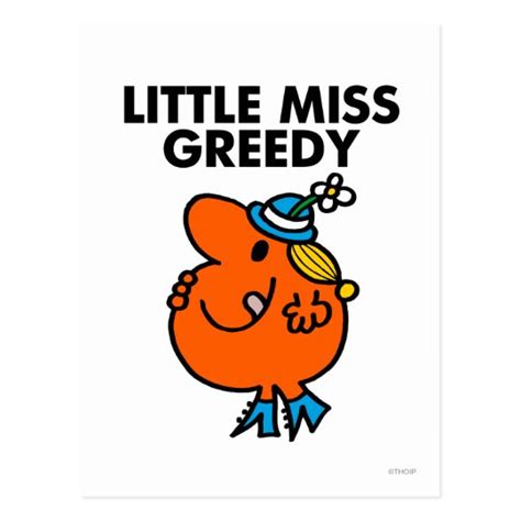 little miss greedy licking her lips postcard