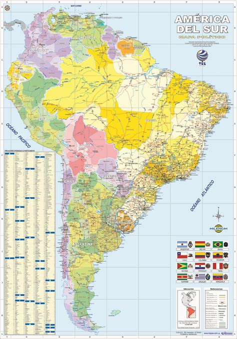 Mapa De América Del Sur Político Flexible O Rígido Tec Asociados