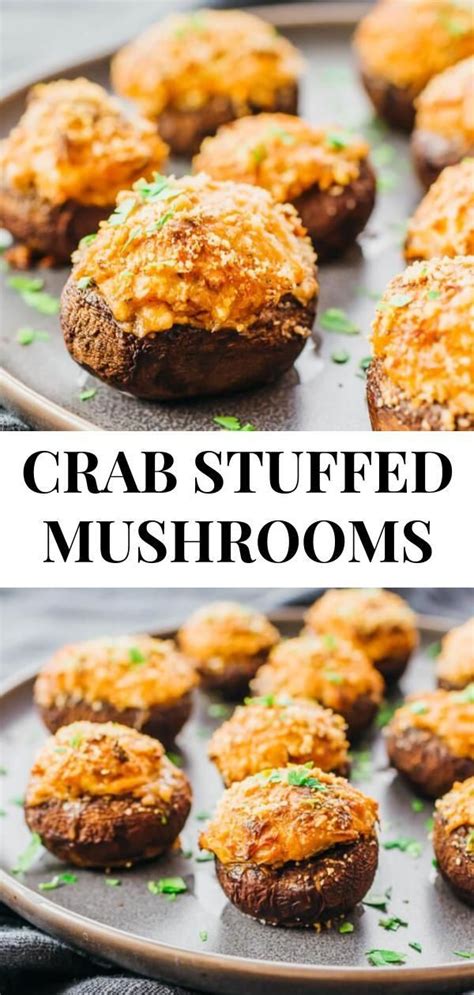 This is a simple recipe for mushrooms stuffed with crab and cream cheese, then sprinkled with a parmesan topping. Make this for dinner: the best crab stuffed mushrooms ...