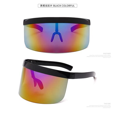 huge mono lens oversized big xxl futuristic visor shield mirrored sunglasses ebay