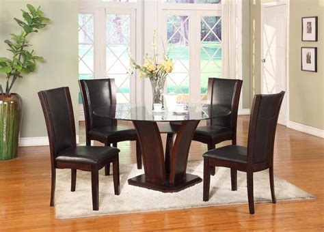 Cicicol 5pc Dark Espresso Finish Glass Top Dining Set Roundhill Furniture