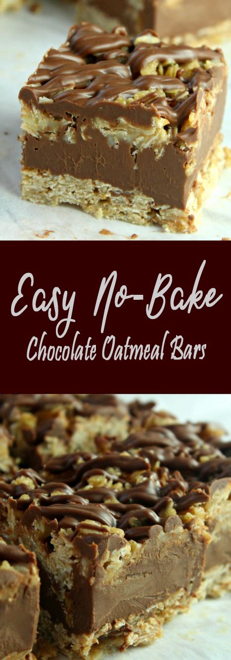 These no bake chocolate oatmeal bars fit the bill, and they're even somewhat healthy to boot. Recipe Easy No-Bake Chocolate Oatmeal Bars - #chocolate # ...