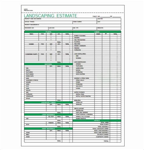 Landscaping Estmatee Spreadsheet For The Homeowners And Gardeners In