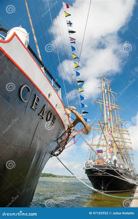 Vessel Sedov Docks In Klaipeda During Tall Ship Races 2017 Editorial