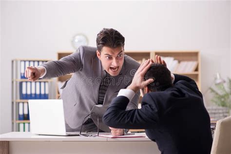 The Angry Boss Shouting At His Employee Stock Image Image Of Mistake