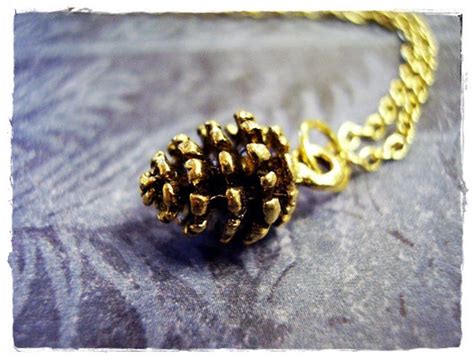 Tiny Gold Pine Cone Necklace Antique Gold Pewter Pine Cone Etsy