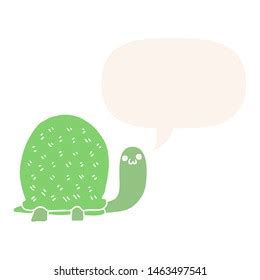 Cute Cartoon Turtle Speech Bubble Retro Stock Illustration