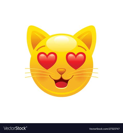 Cat With Hearts Emoji Icon 3d Face Smile For Love Vector Image